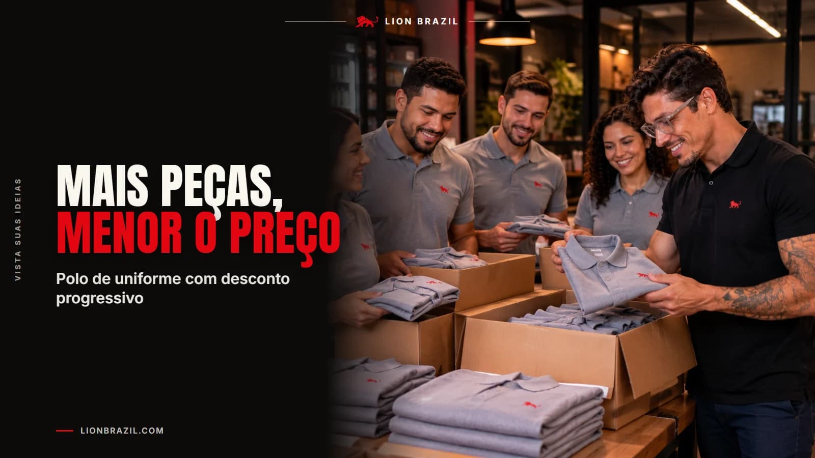 Capa com o título "Mais peças, menor o preço" e Pedro Costa, fundador da Lion Brazil, de camiseta com o leão da marca.