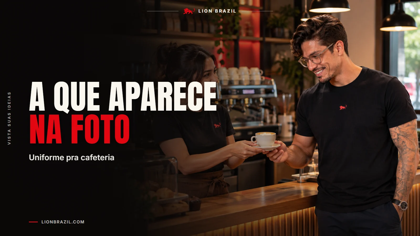 Capa com o título "A que aparece na foto" e Pedro Costa, fundador da Lion Brazil, de camiseta com o leão da marca.