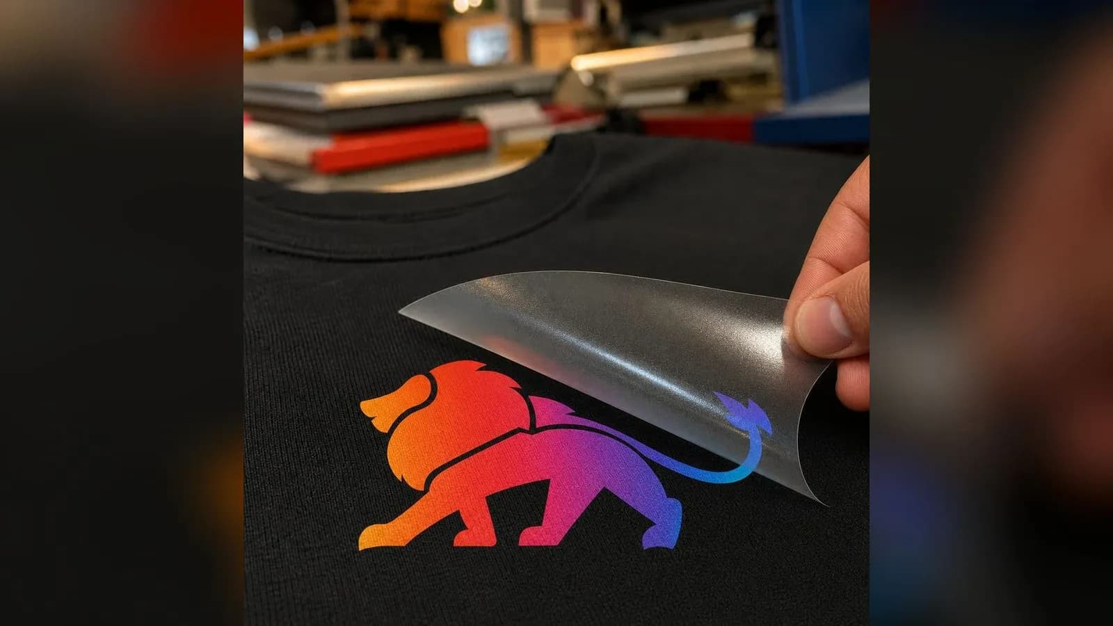 Camiseta tecnológica preta da linha Best recebendo estampa personalizada na Lion Brazil