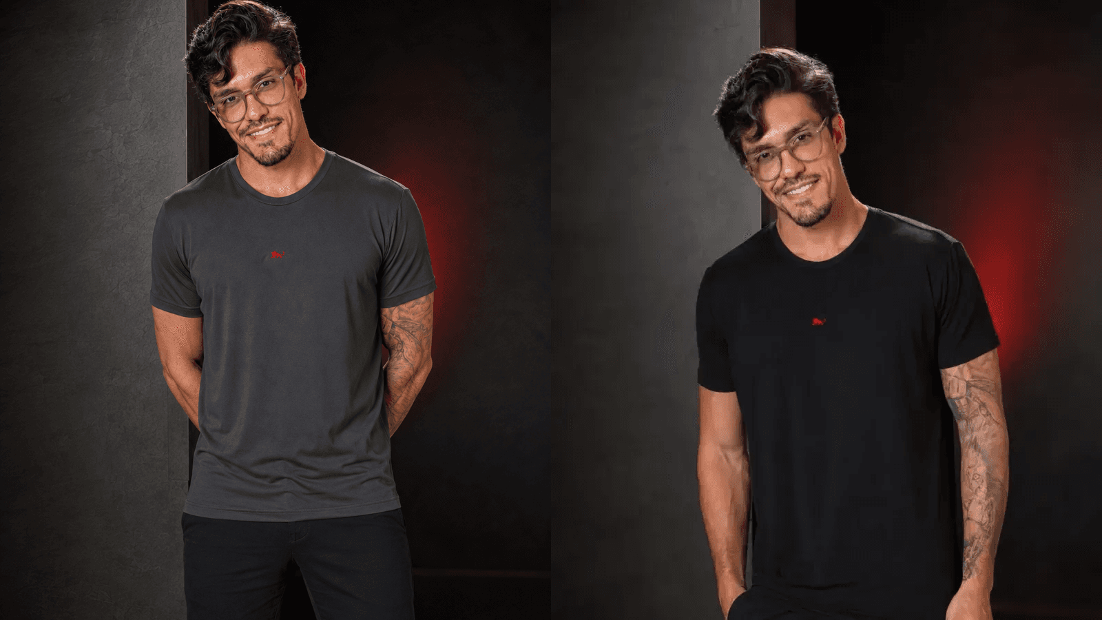 Best T-shirt cinza chumbo e preta, camisetas tecnologicas da Lion Brazil, em ensaio de estudio