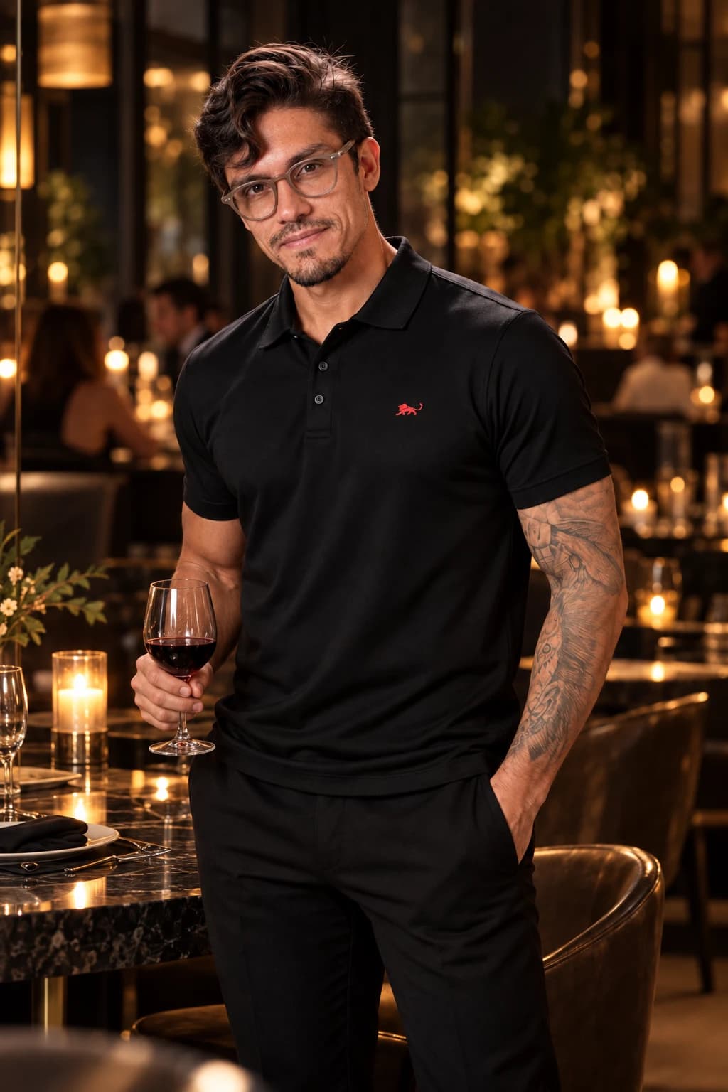 Best Polo preto numa rotina de noite