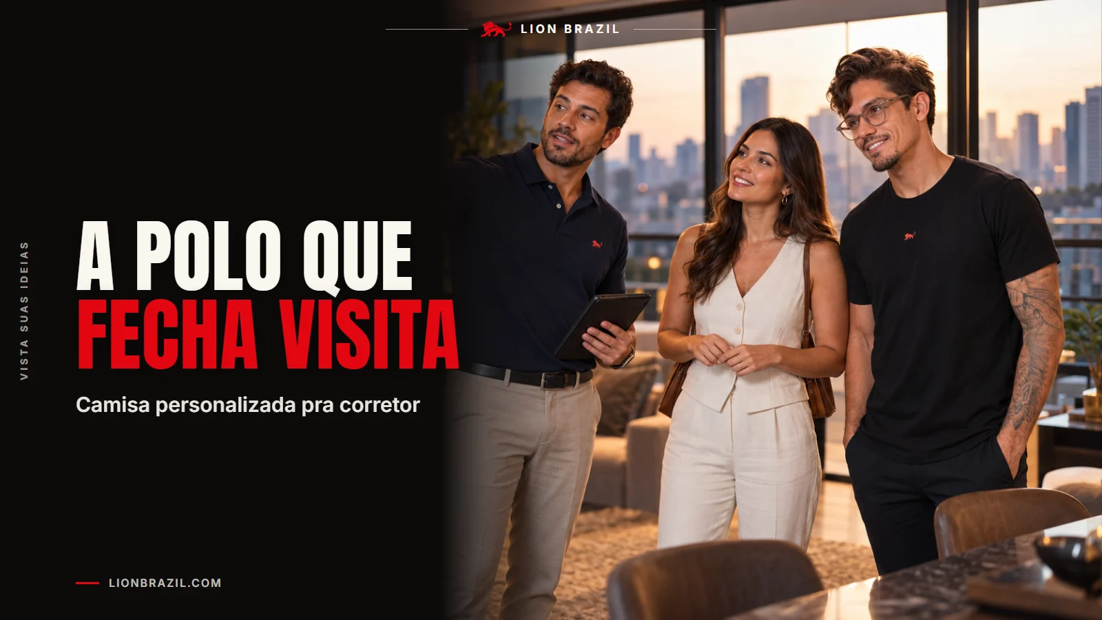 Capa com o título "A polo que fecha visita" e Pedro Costa, fundador da Lion Brazil, de camiseta com o leão da marca.
