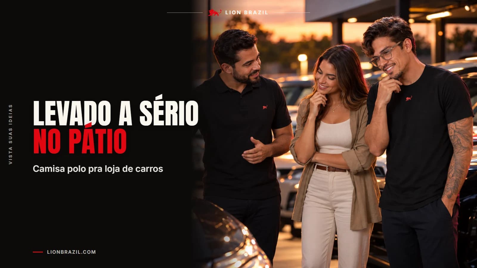 Capa com o título "Levado a sério no pátio" e Pedro Costa, fundador da Lion Brazil, de camiseta com o leão da marca.