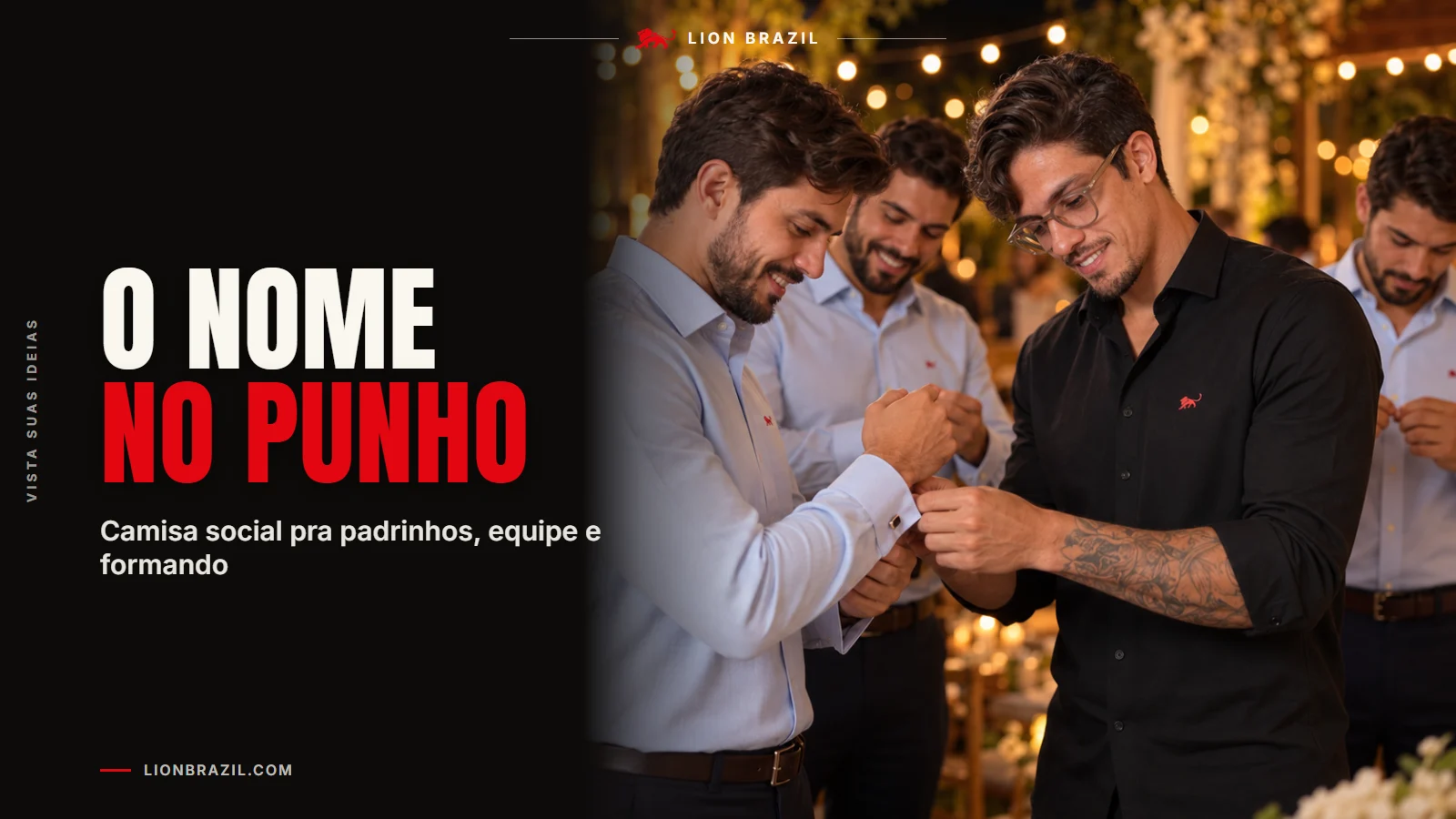 Capa com o título "O nome no punho" e Pedro Costa, fundador da Lion Brazil, de camiseta com o leão da marca.