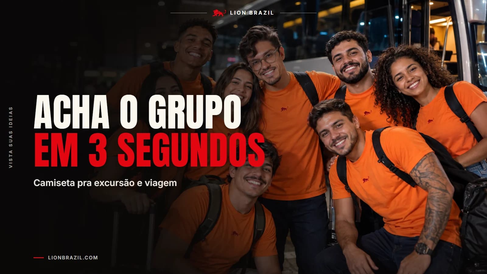 Capa com o título "Acha o grupo em 3 segundos" e Pedro Costa, fundador da Lion Brazil, de camiseta com o leão da marca.