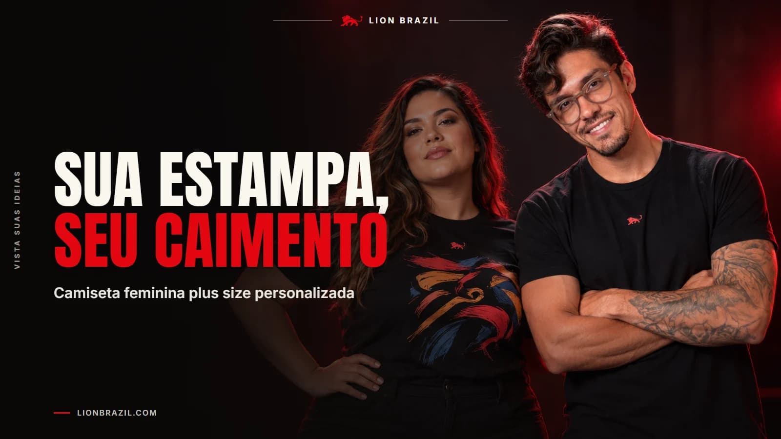 Capa com o título "Sua estampa, seu caimento" e Pedro Costa, fundador da Lion Brazil, de camiseta com o leão da marca.