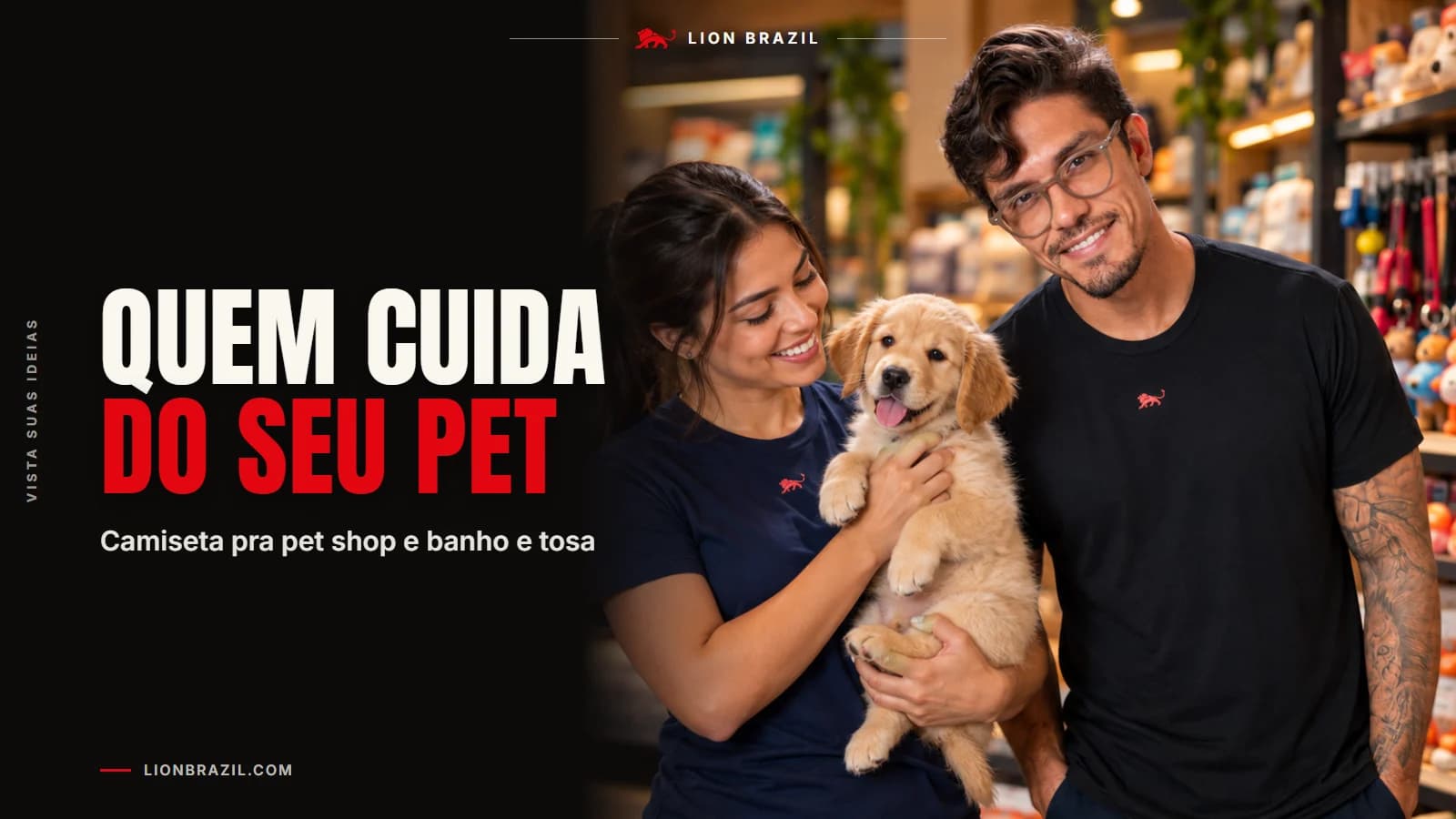 Capa com o título "Quem cuida do seu pet" e Pedro Costa, fundador da Lion Brazil, de camiseta com o leão da marca.