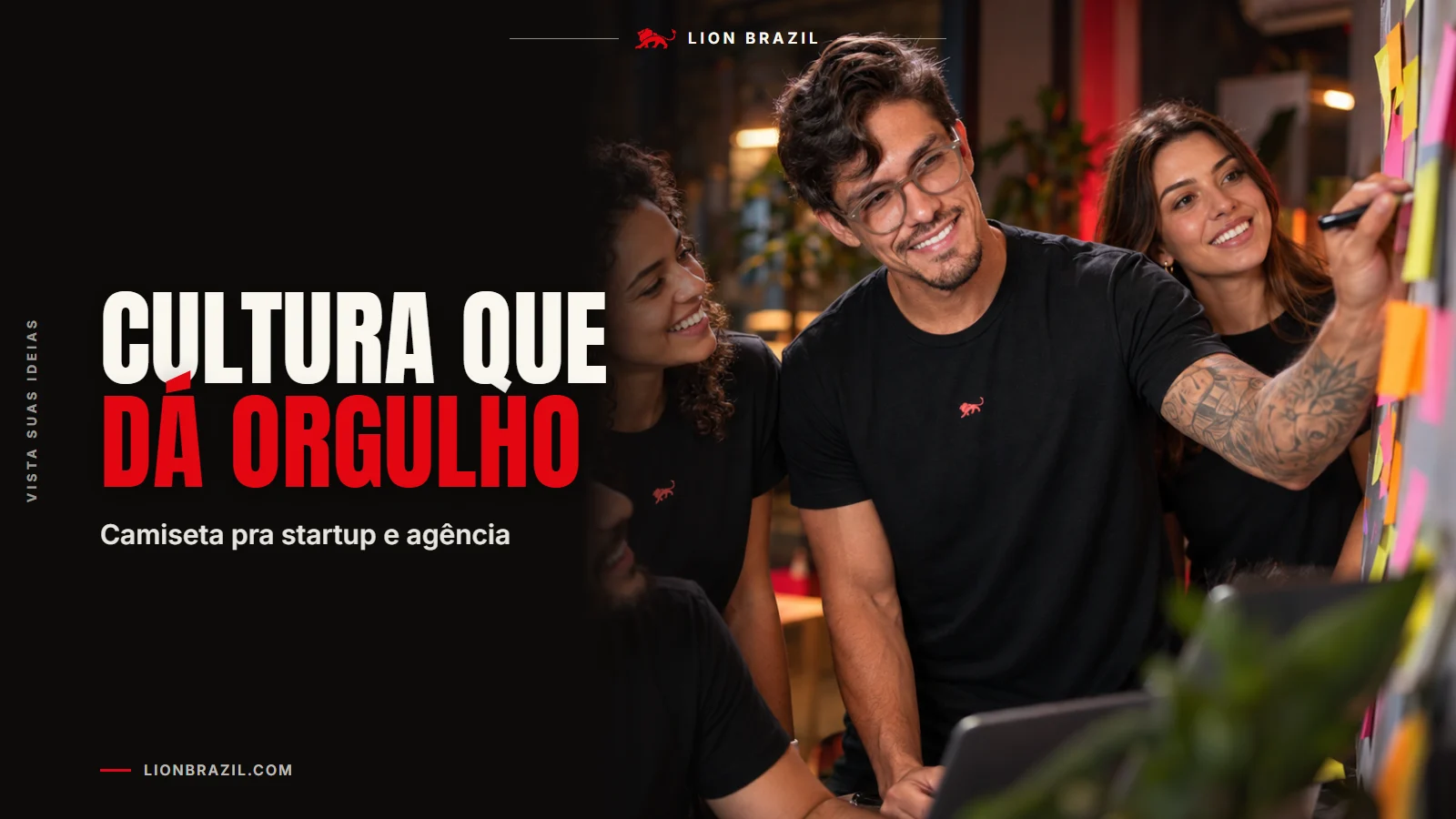 Capa com o título "Cultura que dá orgulho" e Pedro Costa, fundador da Lion Brazil, de camiseta com o leão da marca.