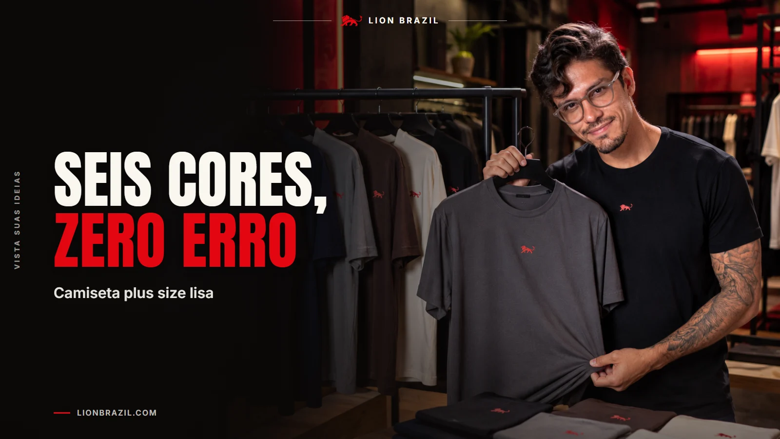 Capa com o título "Seis cores, zero erro" e Pedro Costa, fundador da Lion Brazil, de camiseta com o leão da marca.
