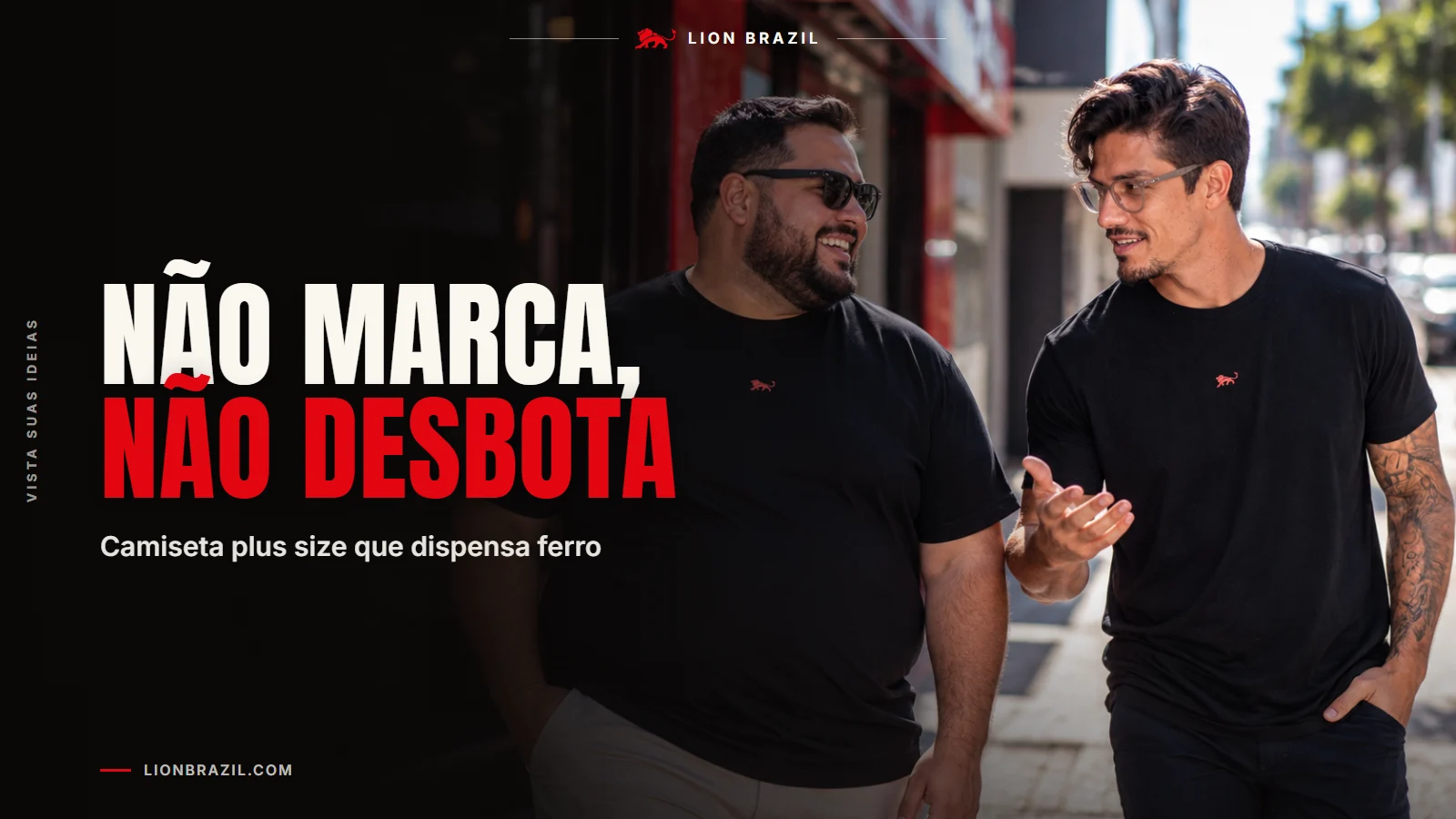 Capa com o título "Não marca, não desbota" e Pedro Costa, fundador da Lion Brazil, de camiseta com o leão da marca.