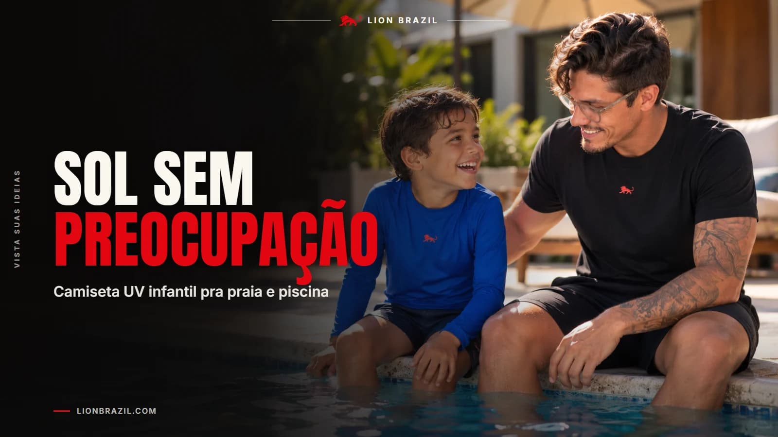 Capa com o título "Sol sem preocupação" e Pedro Costa, fundador da Lion Brazil, de camiseta com o leão da marca.