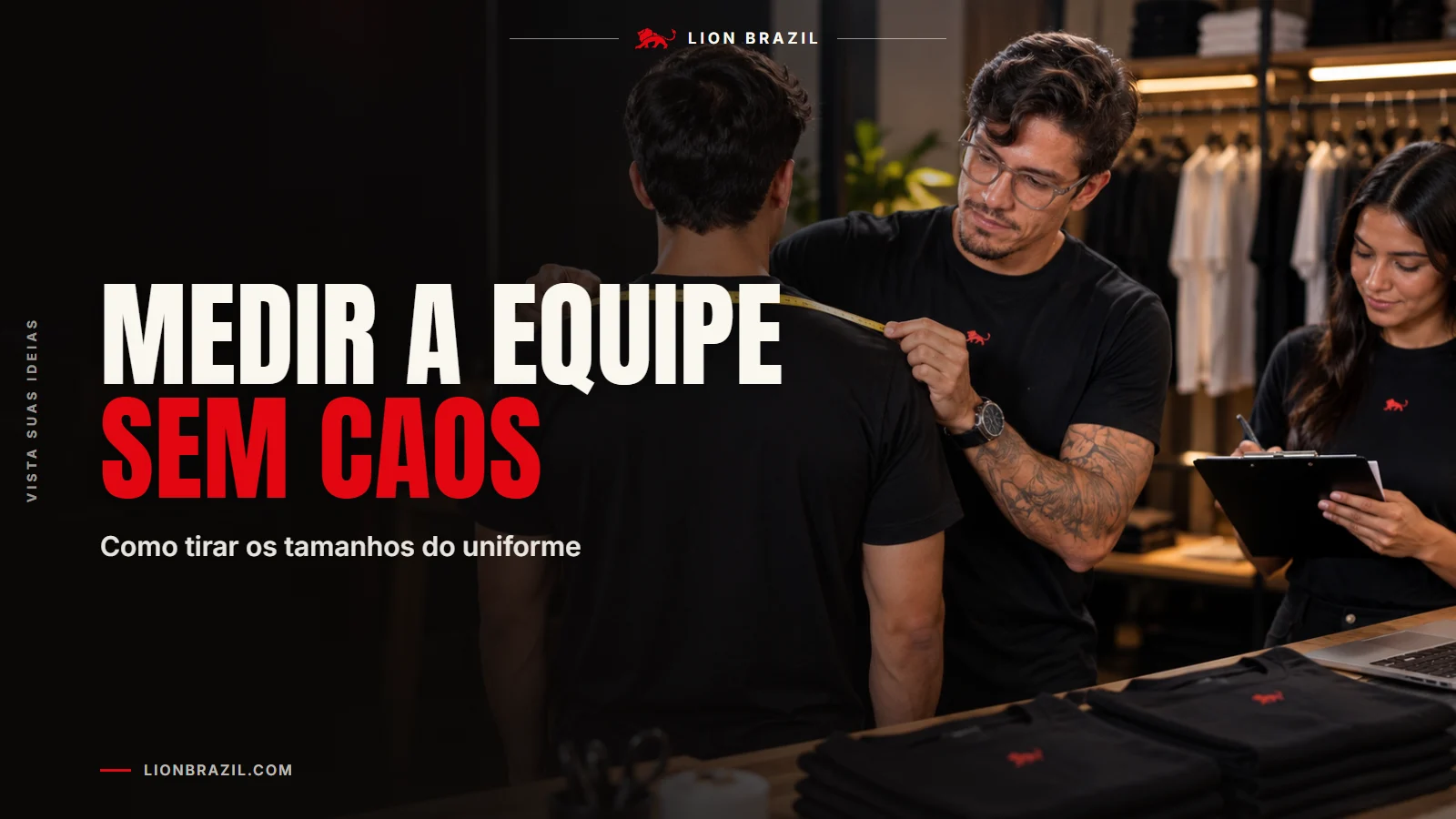 Capa com o título "Medir a equipe sem caos" e Pedro Costa, fundador da Lion Brazil, de camiseta com o leão da marca.