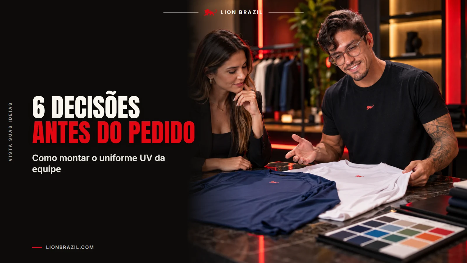 Capa com o título "6 decisões antes do pedido" e Pedro Costa, fundador da Lion Brazil, de camiseta com o leão da marca.