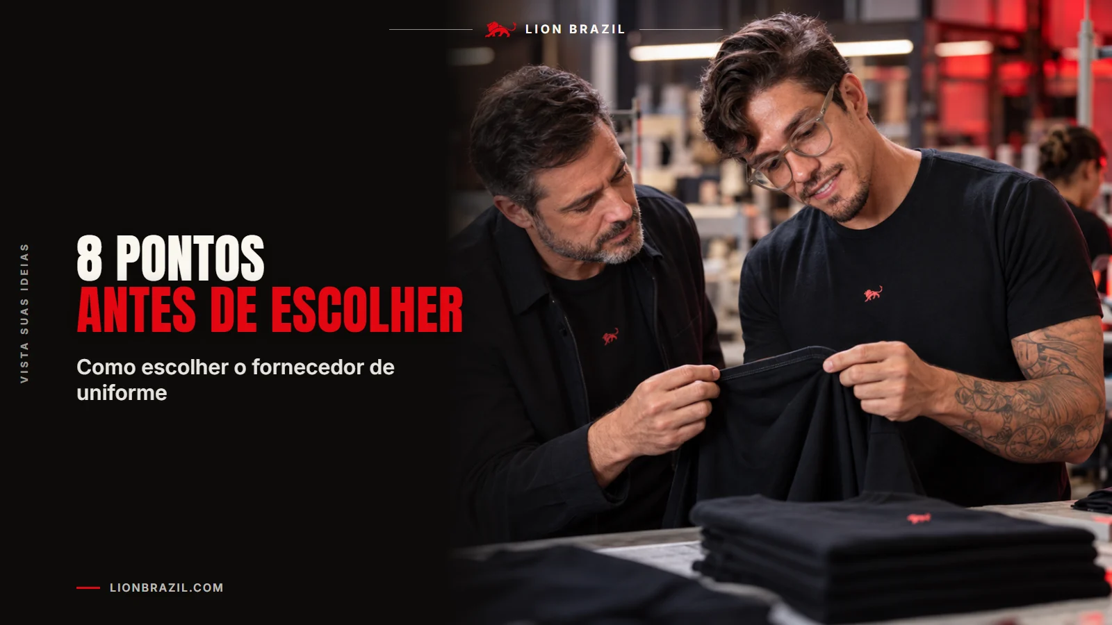 Capa com o título "8 pontos antes de escolher" e Pedro Costa, fundador da Lion Brazil, de camiseta com o leão da marca.