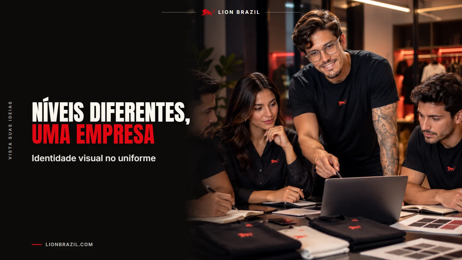 Capa com o título "Níveis diferentes, uma empresa" e Pedro Costa, fundador da Lion Brazil, de camiseta com o leão da marca.