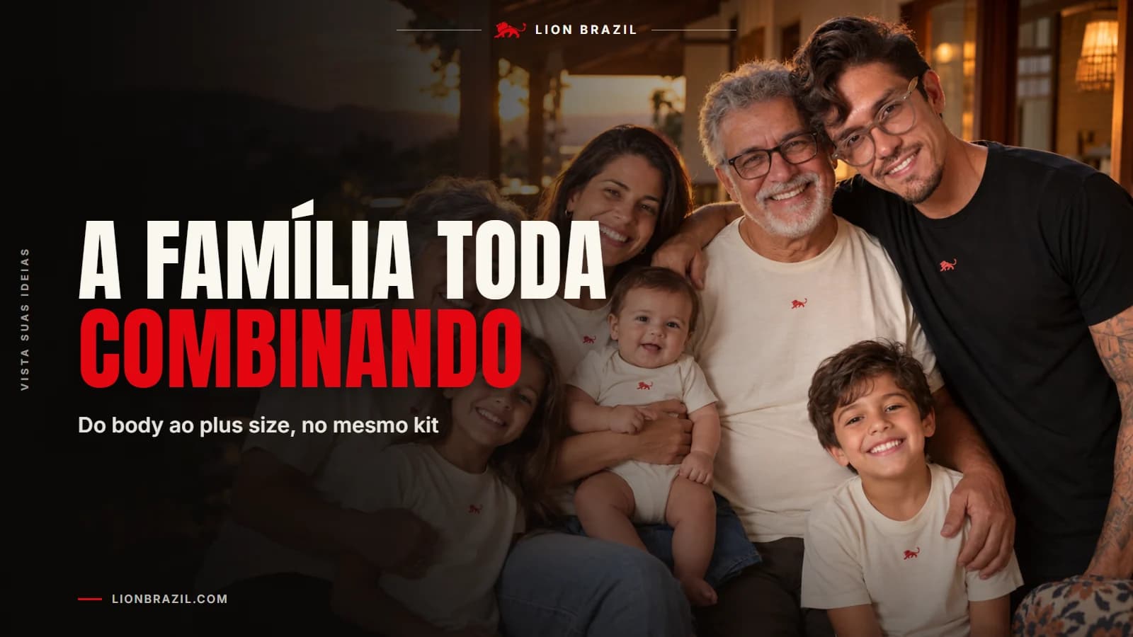Capa com o título "A família toda combinando" e Pedro Costa, fundador da Lion Brazil, de camiseta com o leão da marca.