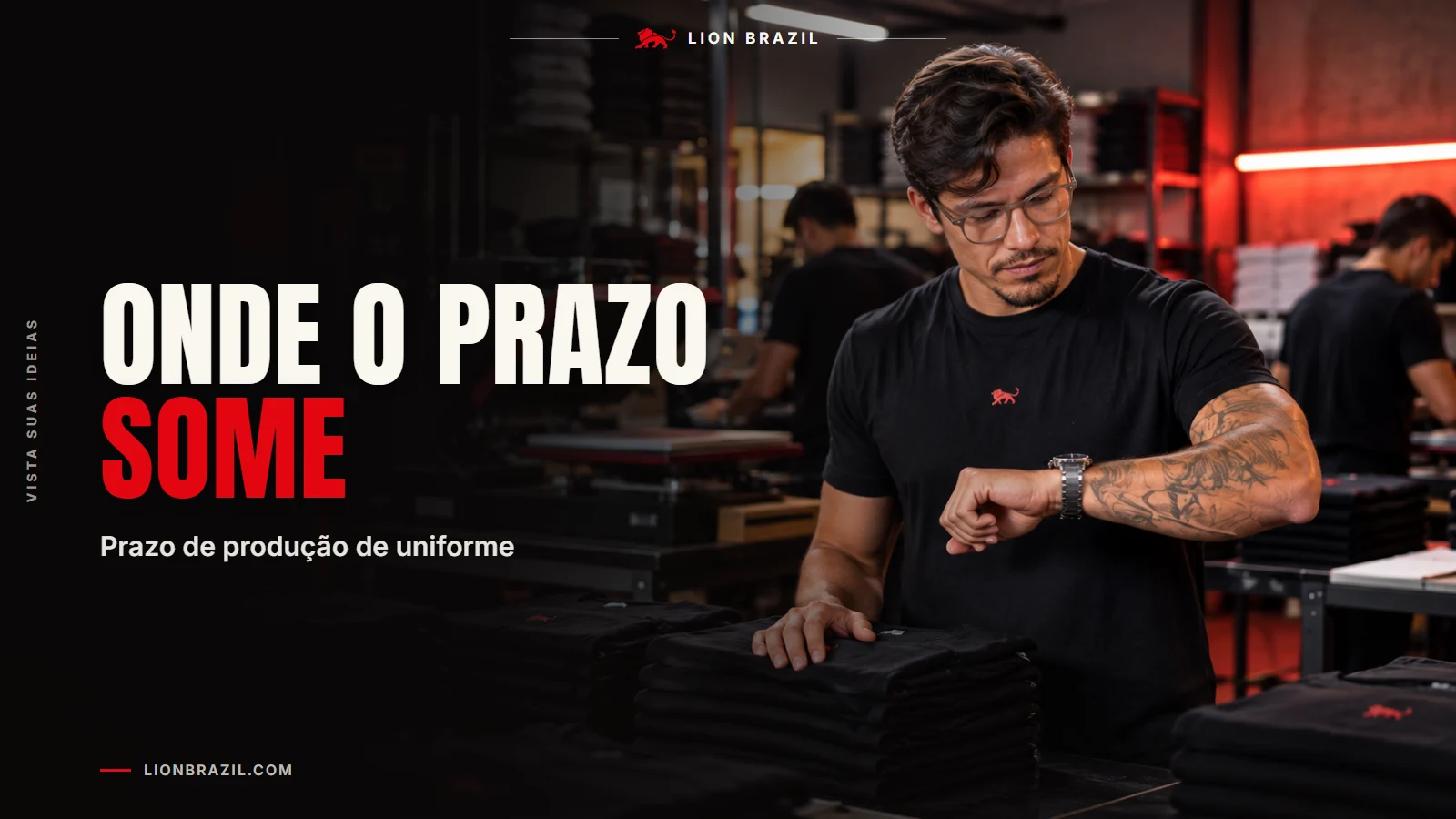 Capa com o título "Onde o prazo some" e Pedro Costa, fundador da Lion Brazil, de camiseta com o leão da marca.