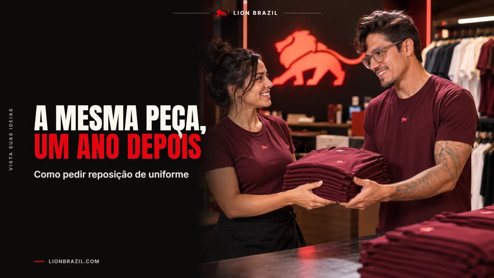 Capa com o título "A mesma peça, um ano depois" e Pedro Costa, fundador da Lion Brazil, de camiseta com o leão da marca.
