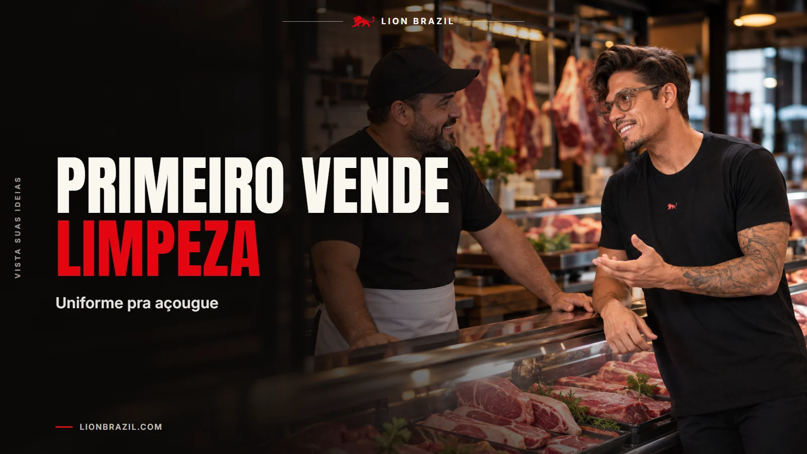 Capa com o título "Primeiro vende limpeza" e Pedro Costa, fundador da Lion Brazil, de camiseta com o leão da marca.