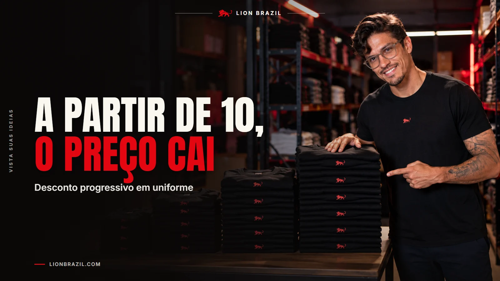 Capa com o título "A partir de 10, o preço cai" e Pedro Costa, fundador da Lion Brazil, de camiseta com o leão da marca.