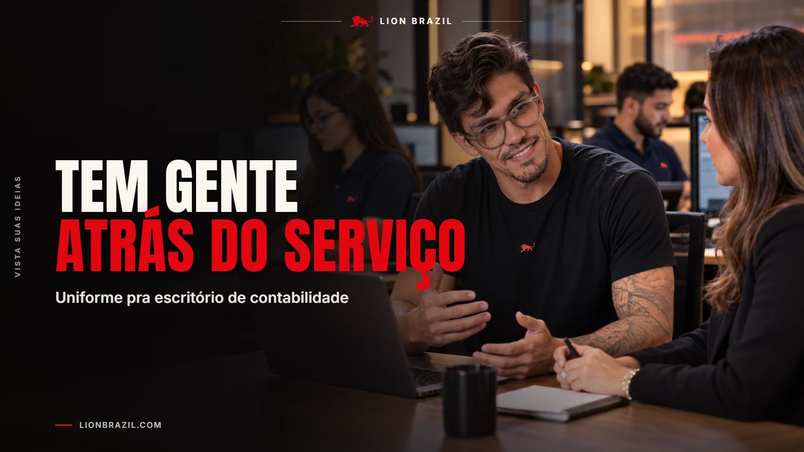 Capa com o título "Tem gente atrás do serviço" e Pedro Costa, fundador da Lion Brazil, de camiseta com o leão da marca.