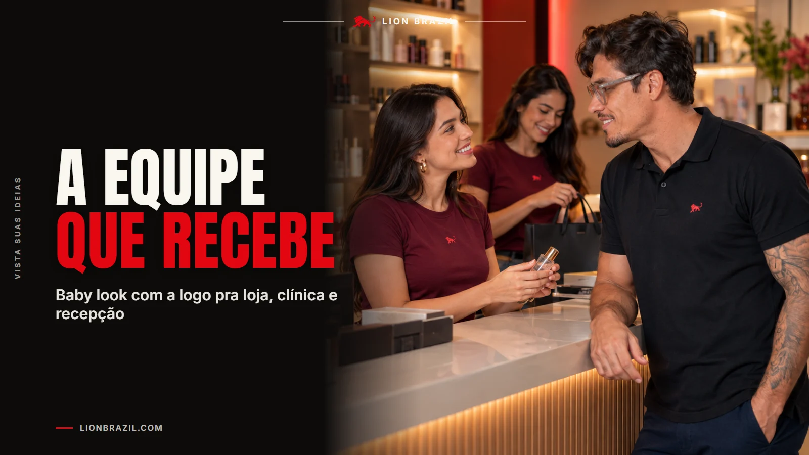 Capa com o título "A equipe que recebe" e Pedro Costa, fundador da Lion Brazil, de camiseta com o leão da marca.