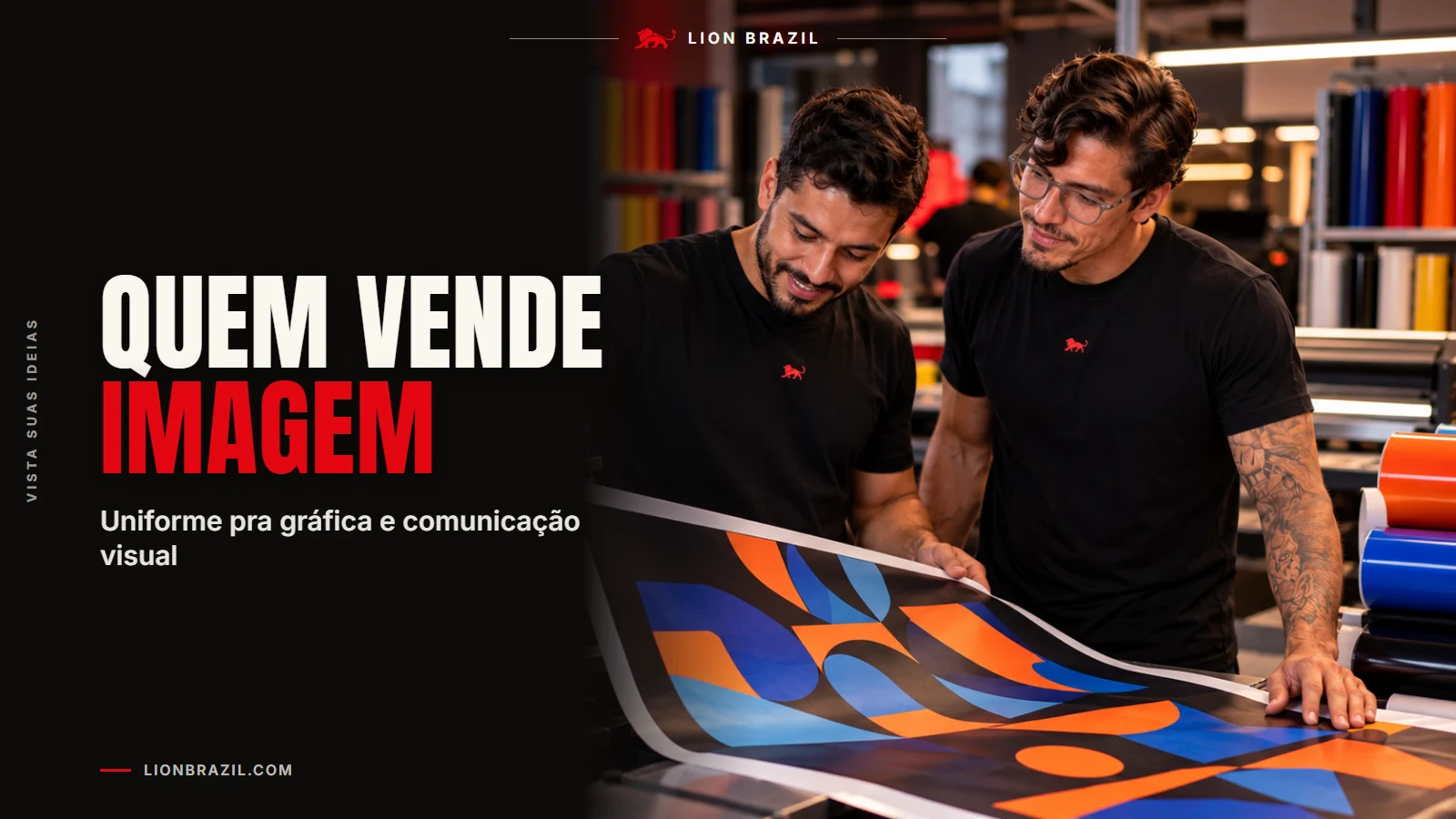 Capa com o título "Quem vende imagem" e Pedro Costa, fundador da Lion Brazil, de camiseta com o leão da marca.