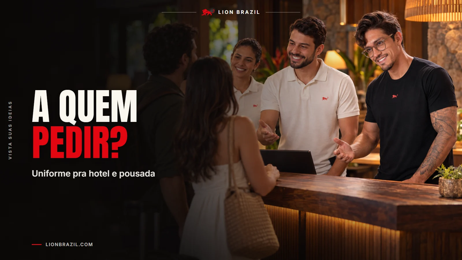 Capa com o título "A quem pedir?" e Pedro Costa, fundador da Lion Brazil, de camiseta com o leão da marca.