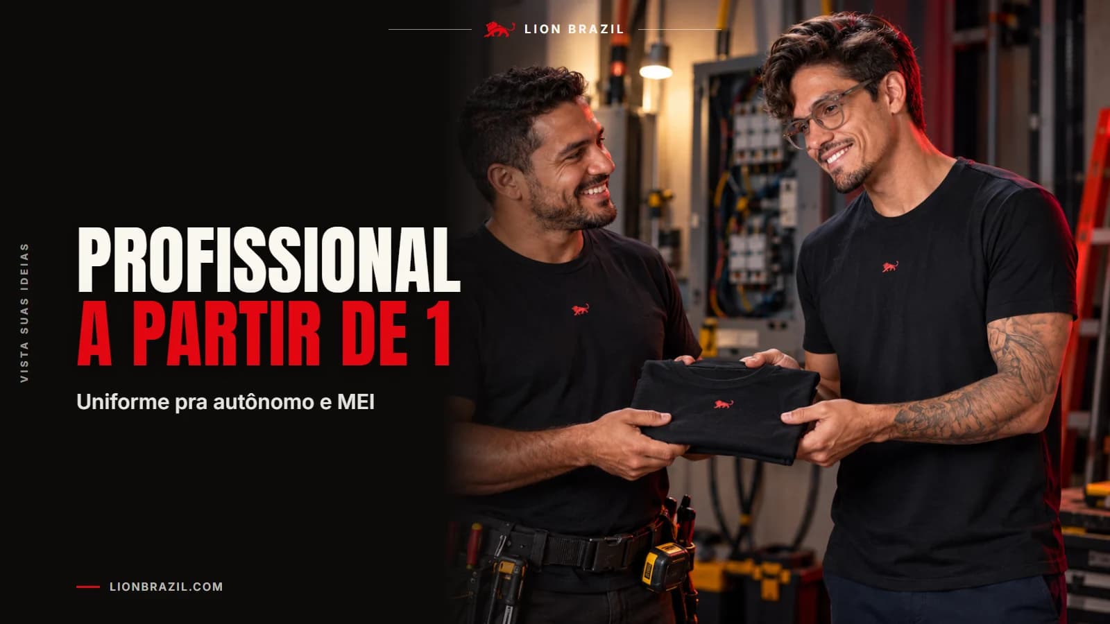 Capa com o título "Profissional a partir de 1" e Pedro Costa, fundador da Lion Brazil, de camiseta com o leão da marca.