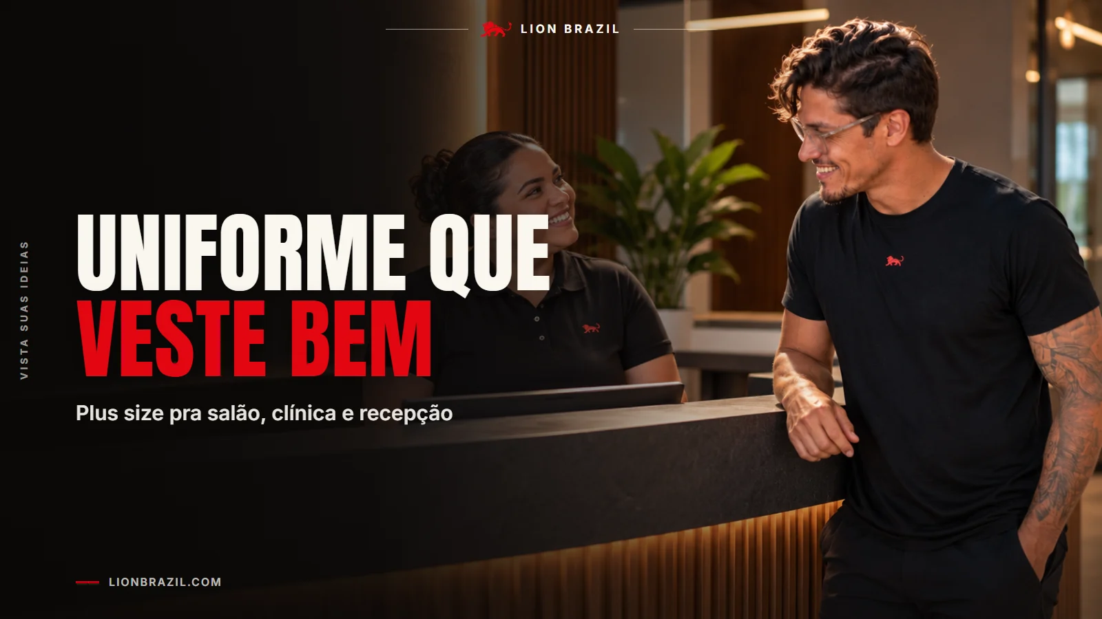 Capa com o título "Uniforme que veste bem" e Pedro Costa, fundador da Lion Brazil, de camiseta com o leão da marca.