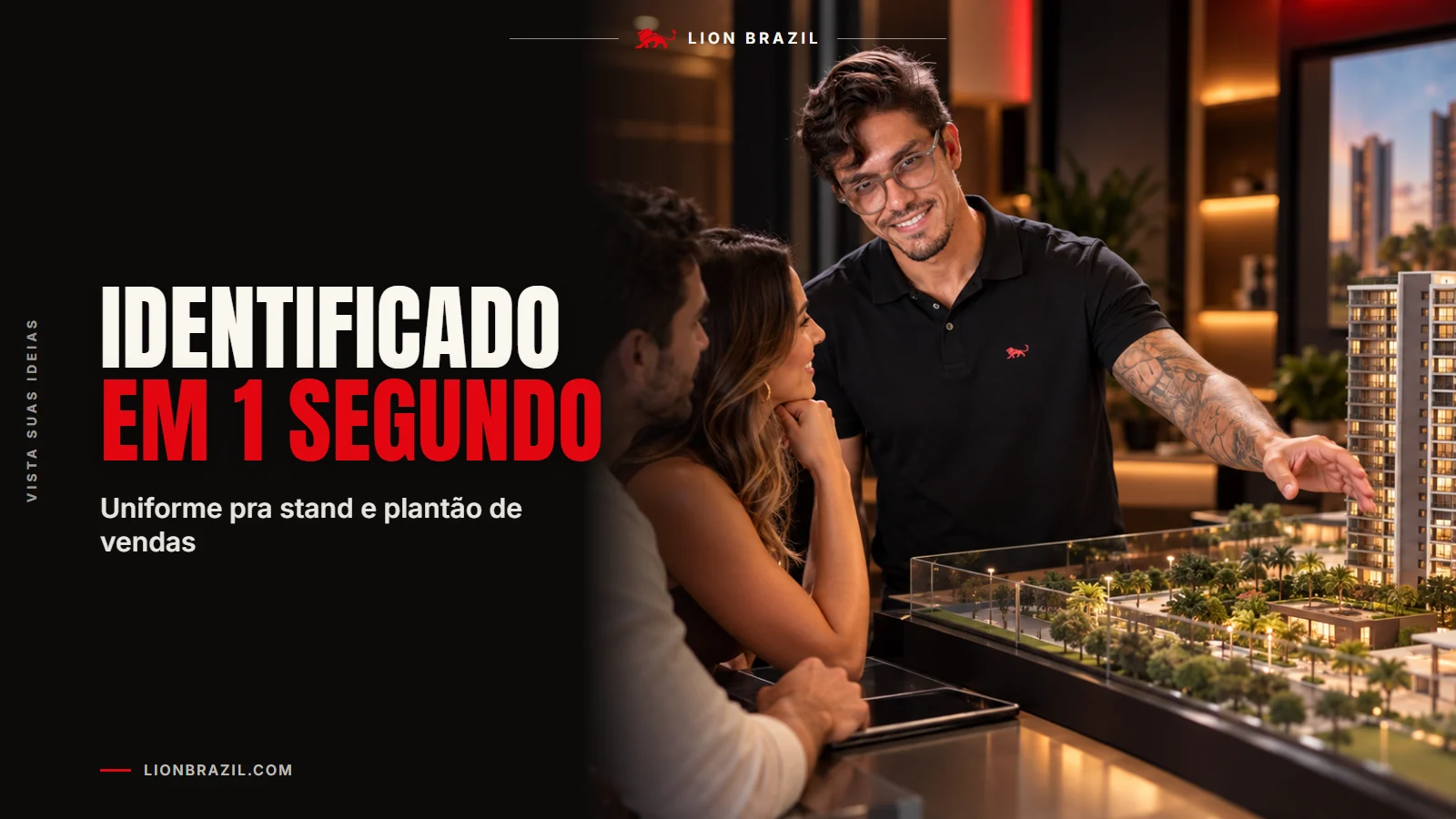 Capa com o título "Identificado em 1 segundo" e Pedro Costa, fundador da Lion Brazil, de camiseta com o leão da marca.