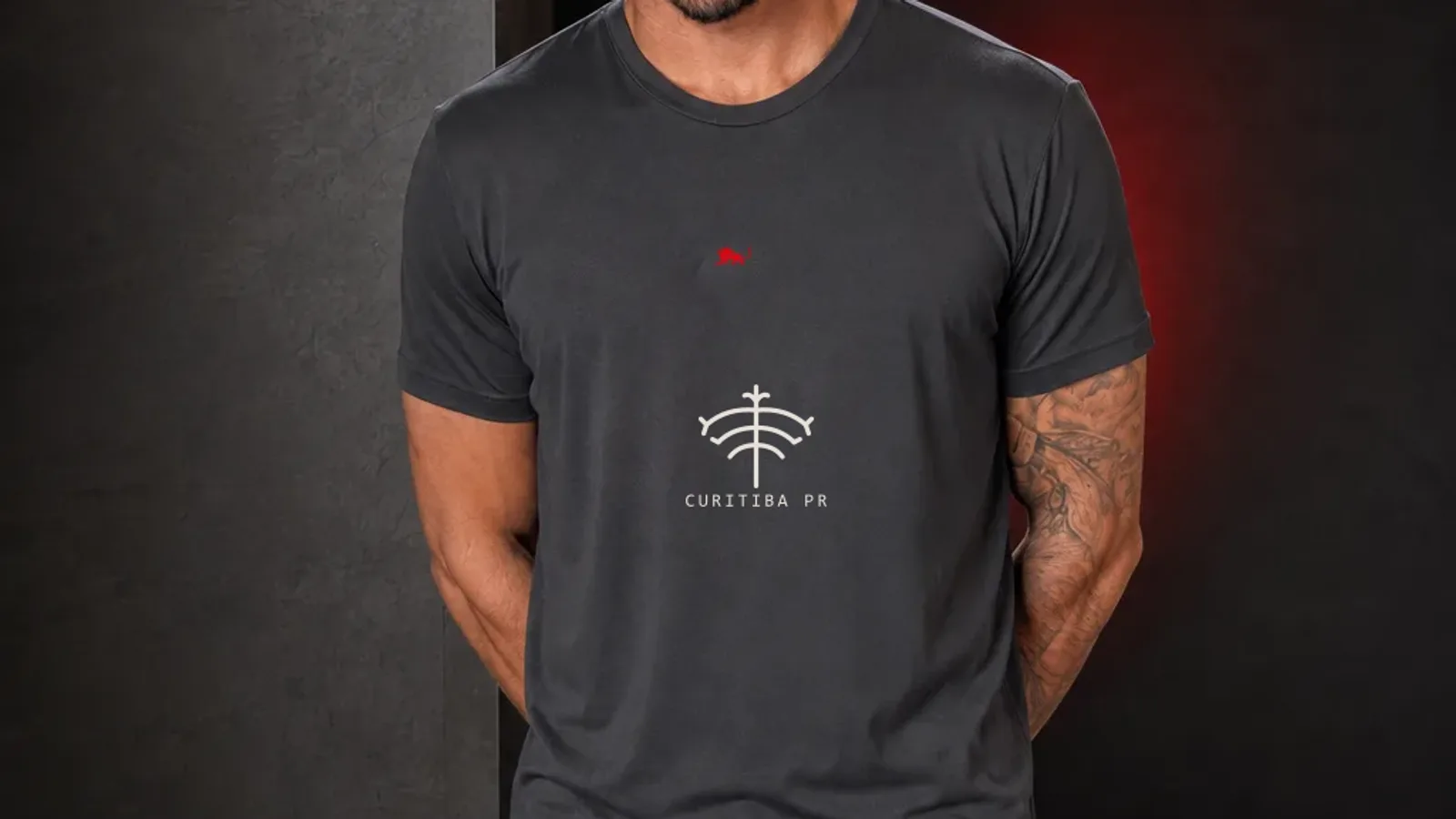 Camiseta Best cinza chumbo com a araucária em uma linha e o texto Curitiba PR no peito