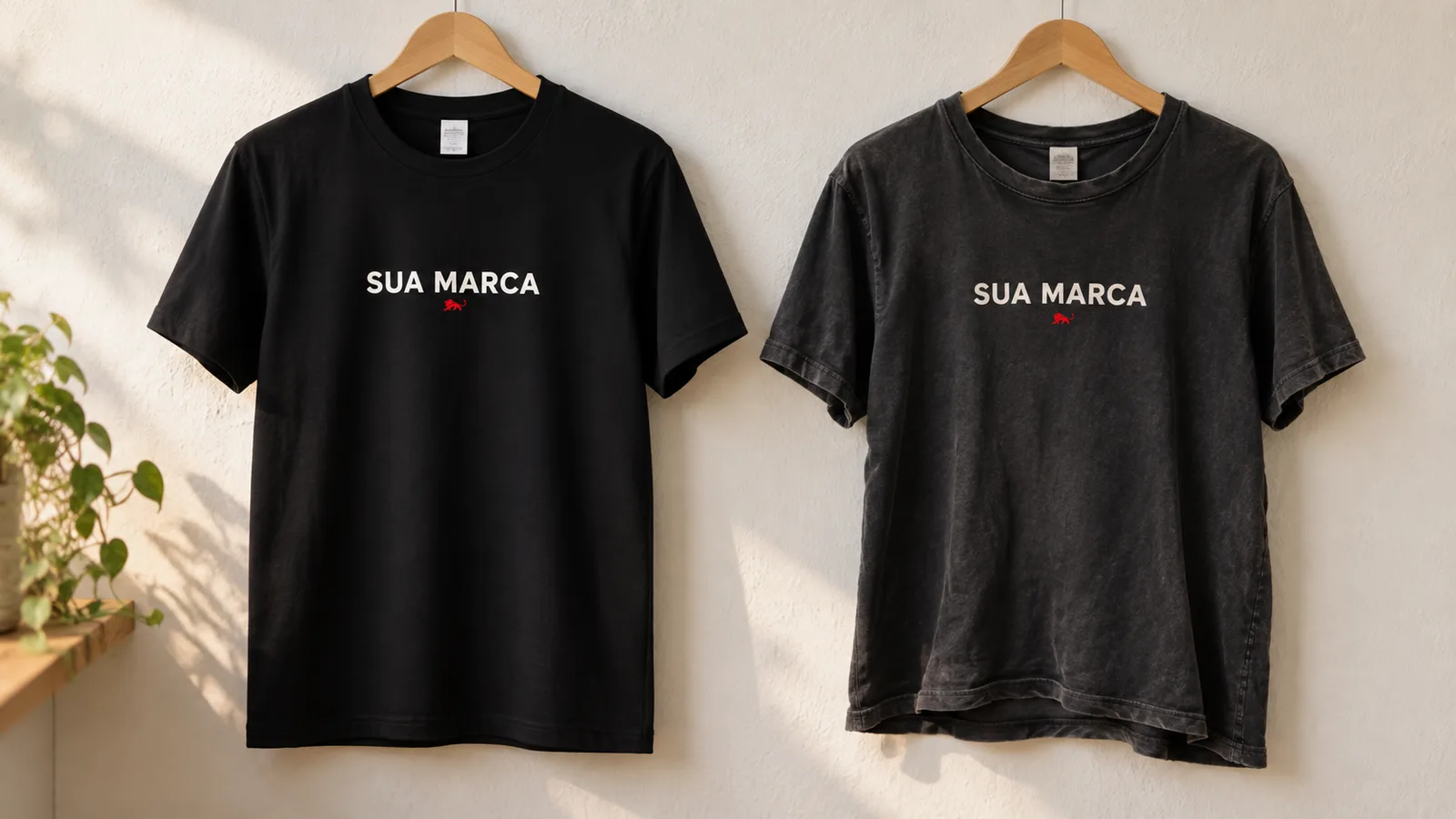 Camiseta personalizada com estampa aplicada, usada em ambiente de trabalho corporativo.