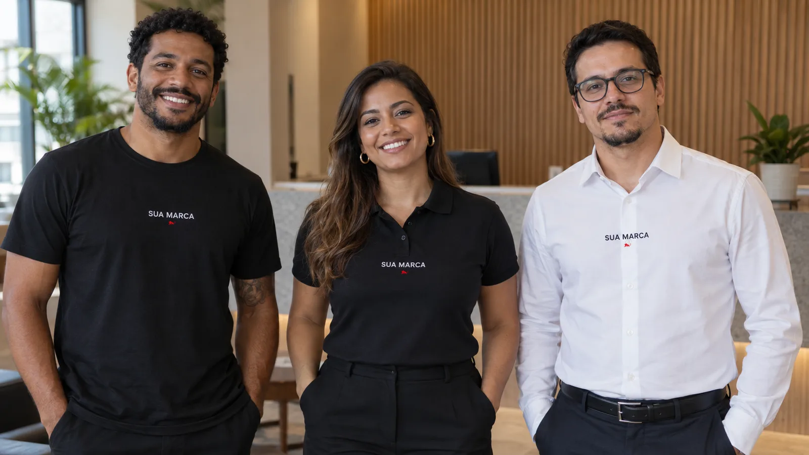 Camiseta preta personalizada com estampa de traço fino, bem definida.